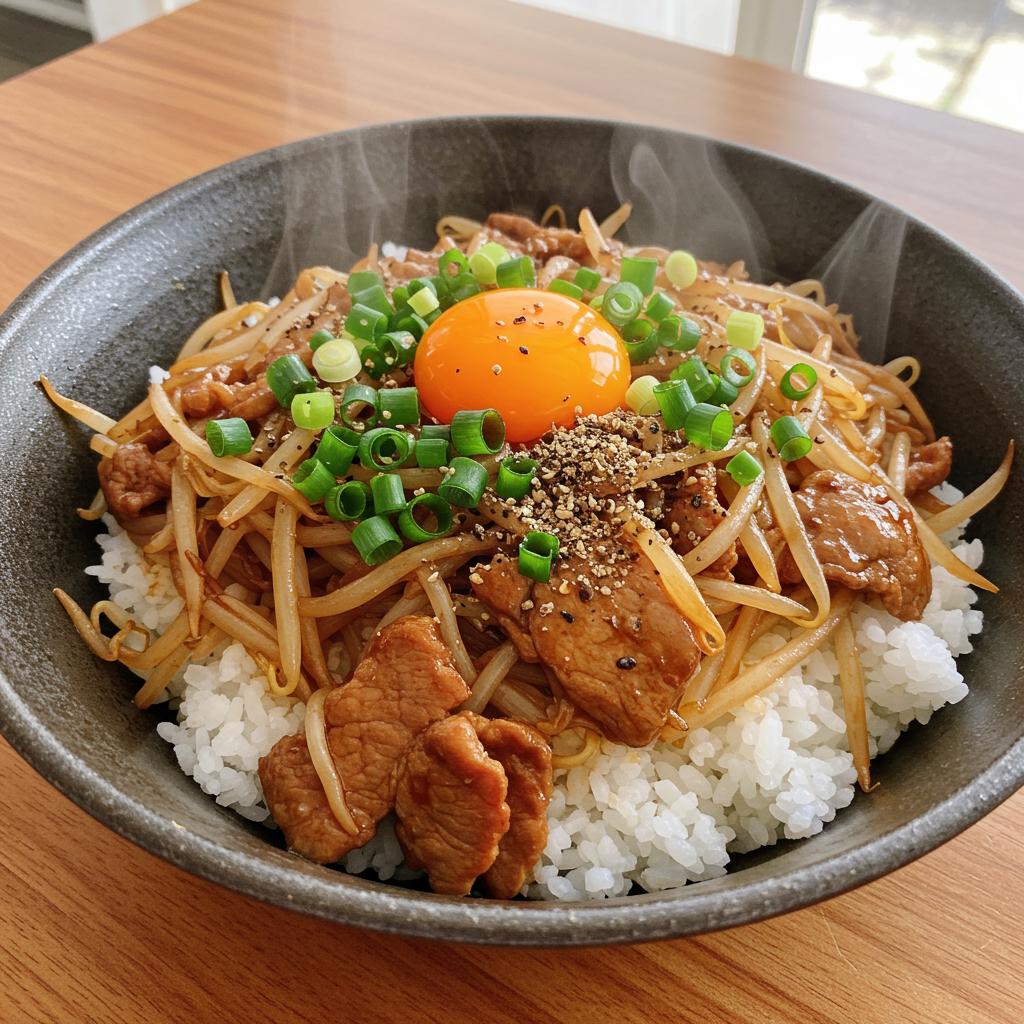 フライパン１つ！悪魔の豚もやし丼
