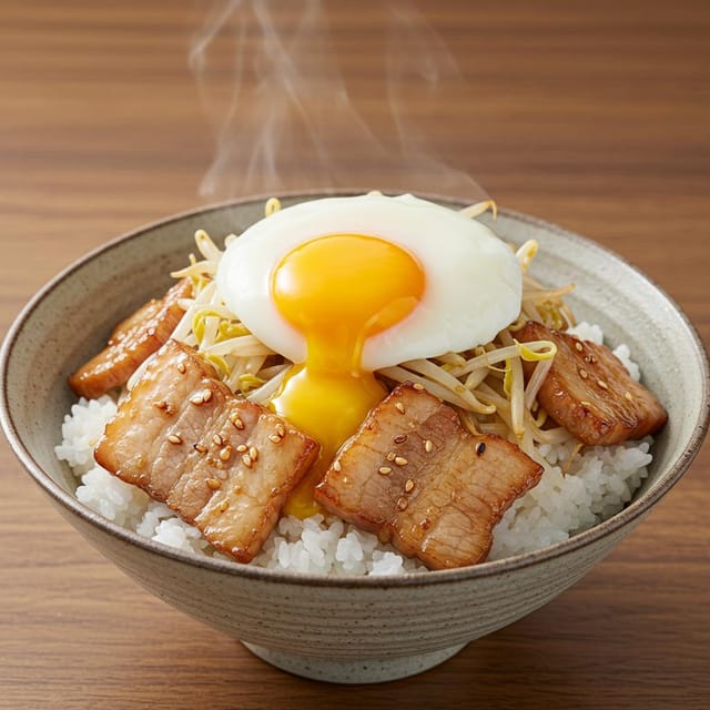 5分で完成！とろたま豚もやし丼