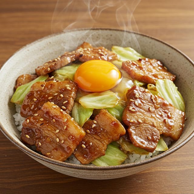 フライパン一つ！15分でガッツリ飯「豚キャベ-味噌丼」